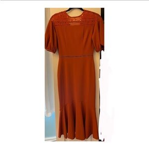 ASOS New With Tags Rust colored MIDI dress with lace design. Very flattering!